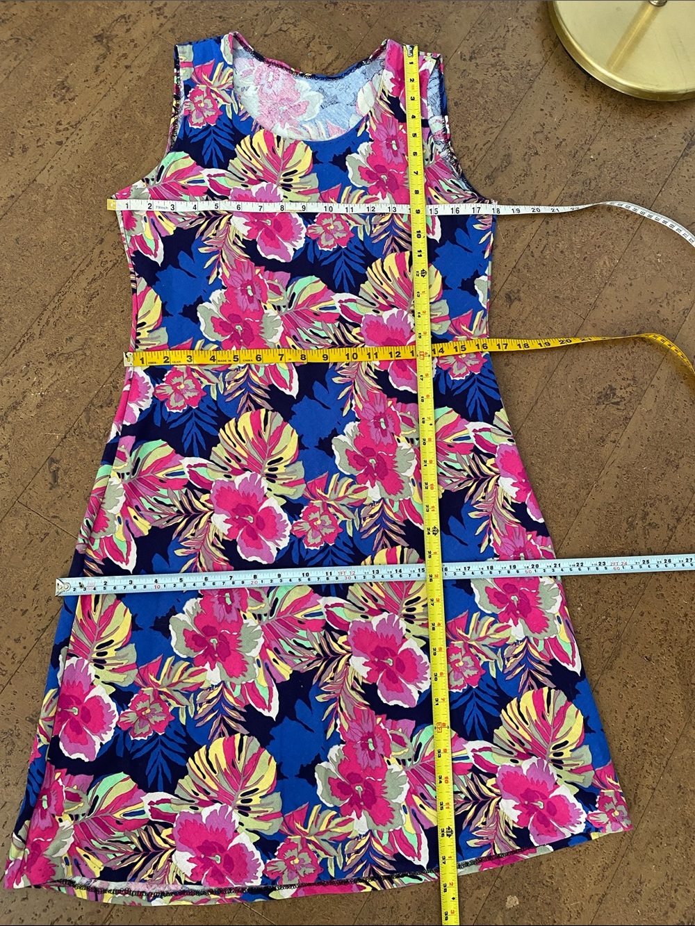 Handmade Tropical Floral A-Line Cotton Dress with Matching Bolero - Blue & Pink - Picture 8 of 8